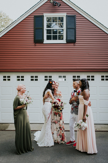 Colorful floral backyard summer wedding in Connecticut