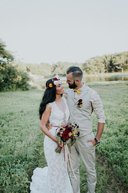 Colorful floral backyard summer wedding in Connecticut