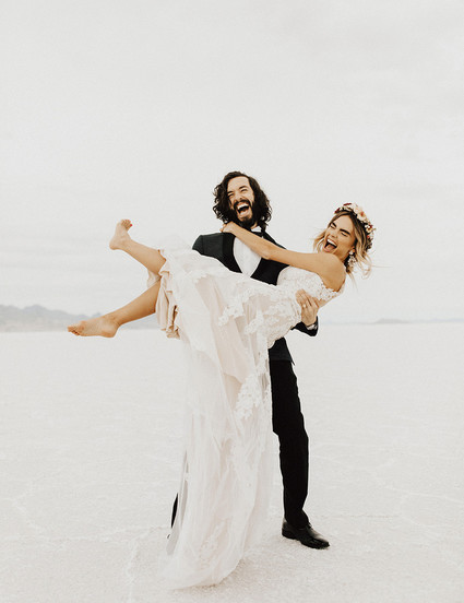 Salt flat wedding portraits