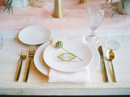 Geometric brass + blush wedding inspiration at Franciscan Gardens