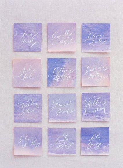 Calligraphy and watercolor escort cards