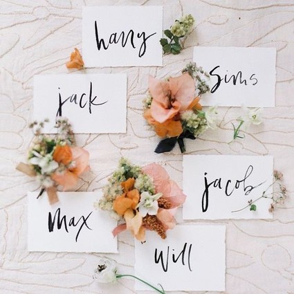 Calligraphy and watercolor escort cards