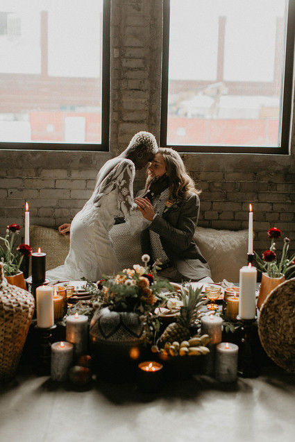 Industrial elopement inspired by African textiles in Edmonton