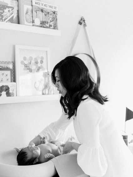 Classic modern boy's nursery and newborn photos in Virginia