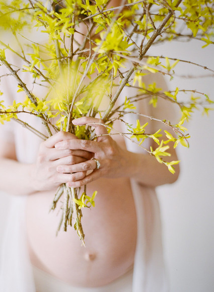 Floral maternity portraits on film