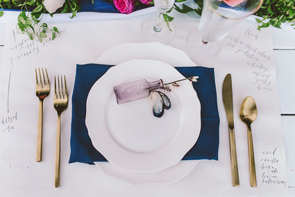 Modern indie nautical inspired elopement with pops of pink