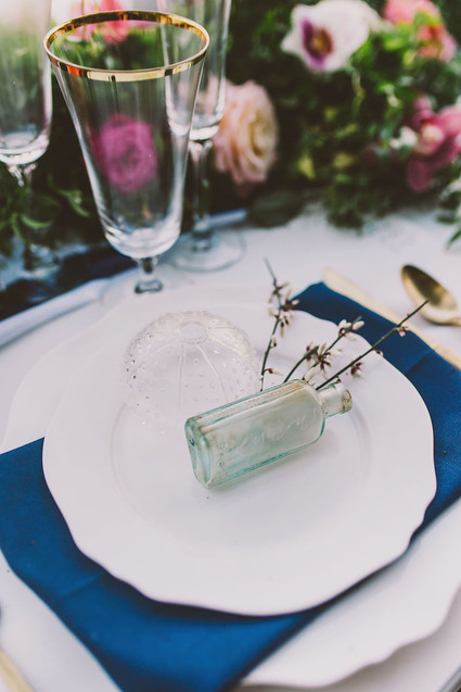 Modern indie nautical inspired elopement with pops of pink