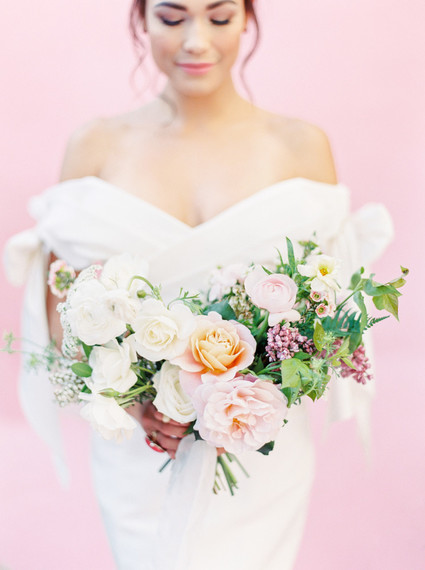 Modern feminine ALL PINK bridal editorial on 100 Layer Cake