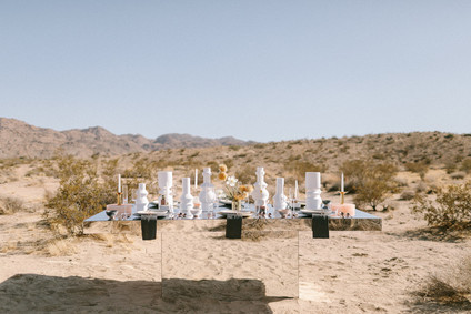 Modern minimalist earth tone wedding in the desert