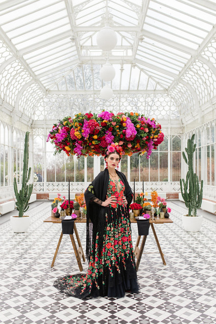 Bright colorful Frida Kahlo inspired wedding editorial