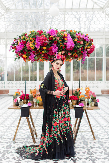 Bright colorful Frida Kahlo inspired wedding editorial