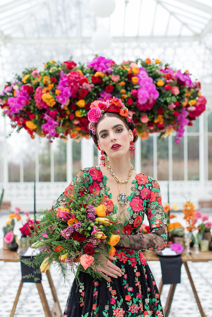 Bright colorful Frida Kahlo inspired wedding editorial
