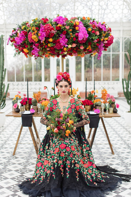 Bright colorful Frida Kahlo inspired wedding editorial