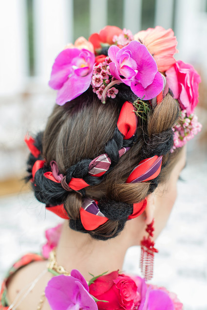 Bright colorful Frida Kahlo inspired wedding editorial