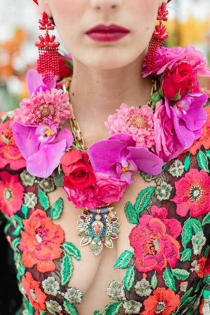Bright colorful Frida Kahlo inspired wedding editorial