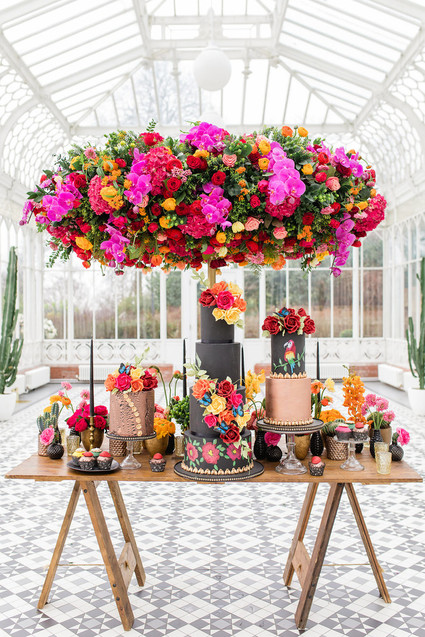 Bright colorful Frida Kahlo inspired wedding editorial