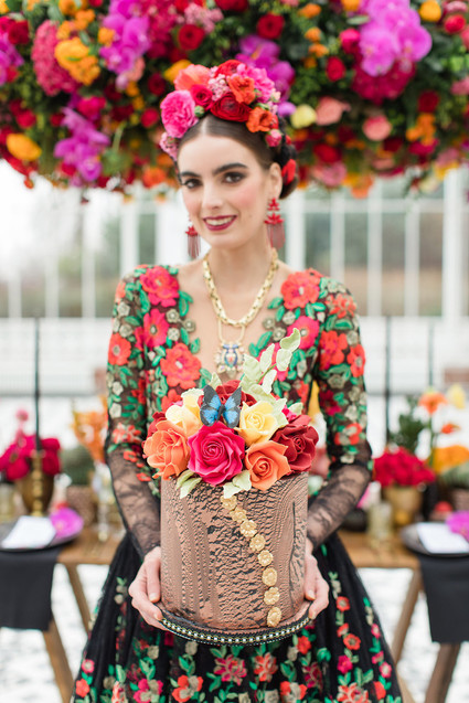 Bright colorful Frida Kahlo inspired wedding editorial