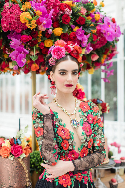 Bright colorful Frida Kahlo inspired wedding editorial