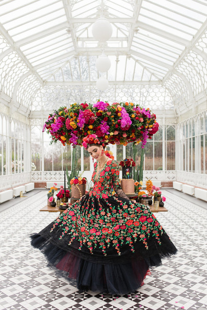 Bright colorful Frida Kahlo inspired wedding editorial