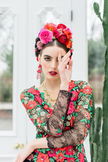 Bright colorful Frida Kahlo inspired wedding editorial