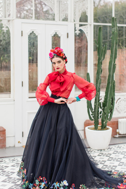 Bright colorful Frida Kahlo inspired wedding editorial
