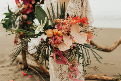 Tropical beach boho vow renewal in Olympic National Park