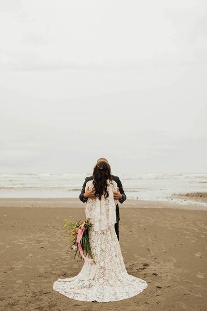 Tropical beach boho vow renewal in Olympic National Park