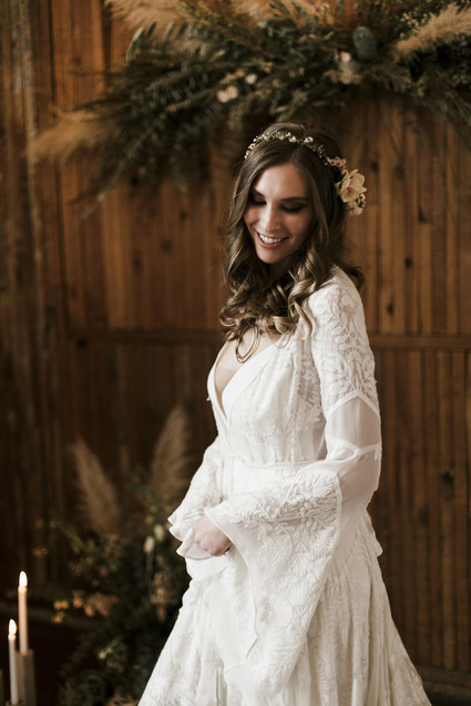 Romantic urban same sex wedding ideas with blush tones