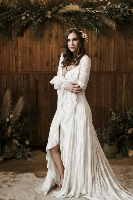 Romantic urban same sex wedding ideas with blush tones