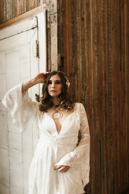 Romantic urban same sex wedding ideas with blush tones