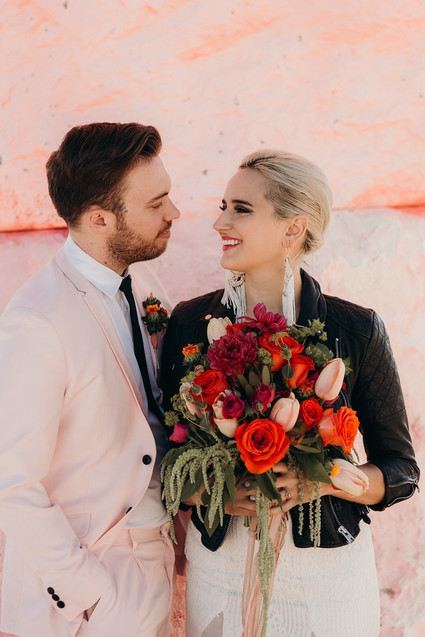 True Romance inspired Las Vegas elopement at Seven Magic Mountains