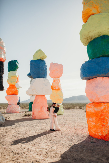 True Romance inspired Las Vegas elopement at Seven Magic Mountains Inspiration