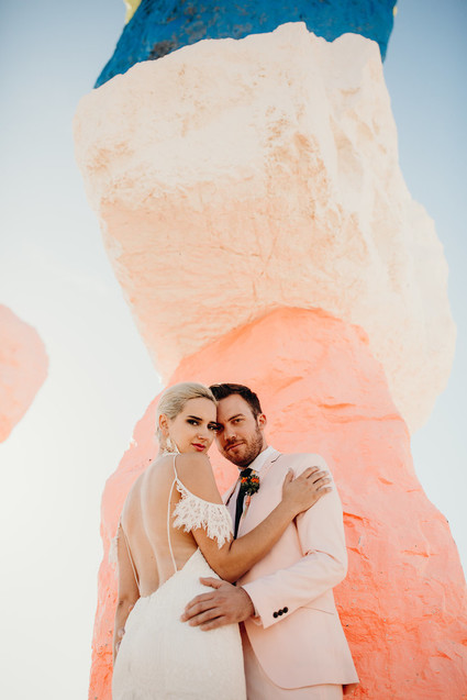 True Romance inspired Las Vegas elopement at Seven Magic Mountains Inspiration