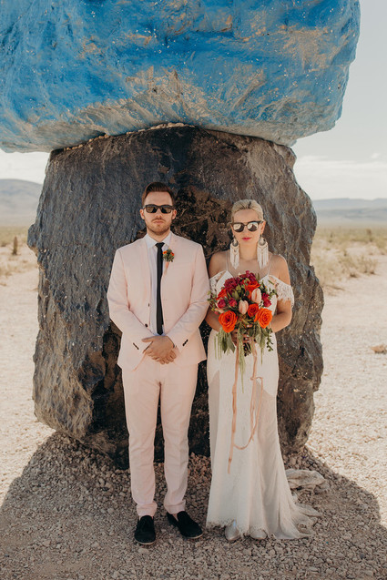 True Romance inspired Las Vegas elopement at Seven Magic Mountains Inspiration