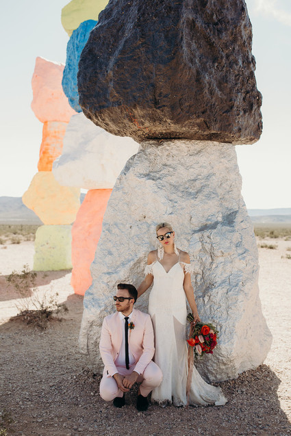 True Romance inspired Las Vegas elopement at Seven Magic Mountains Inspiration