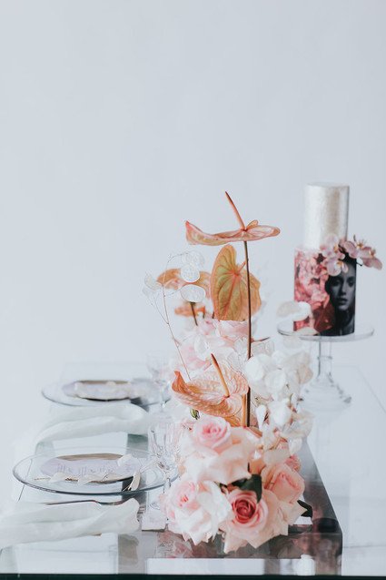 Ethereal modern bridal inspiration with tropical pink details