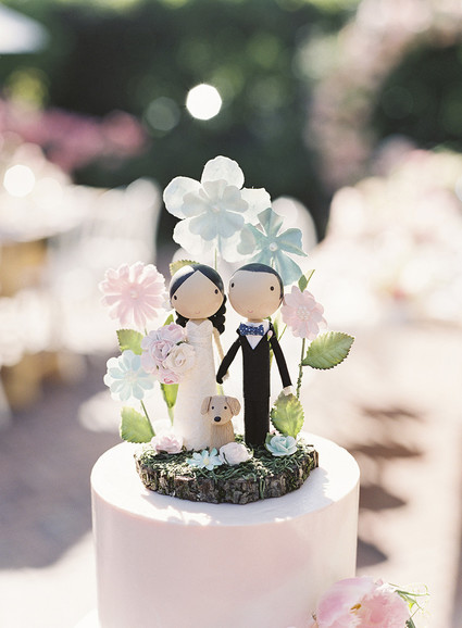 Whimsical pink and blue music-inspired wedding at Allied Arts Guild in Menlo Park