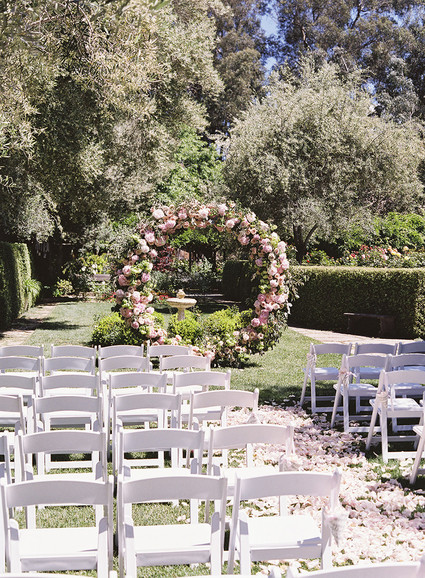 Whimsical pink and blue music-inspired wedding at Allied Arts Guild in Menlo Park