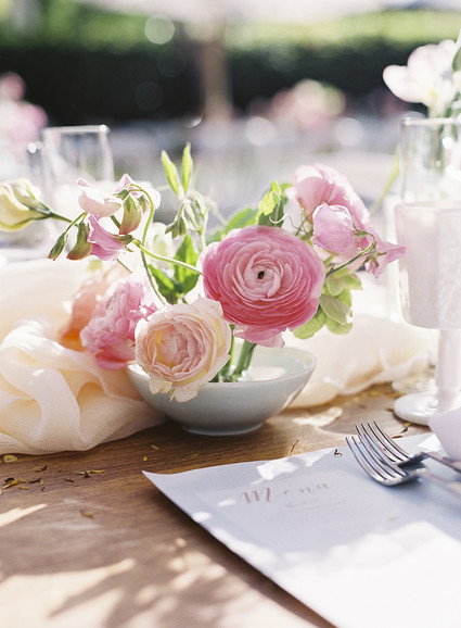 Whimsical pink and blue music-inspired wedding at Allied Arts Guild in Menlo Park