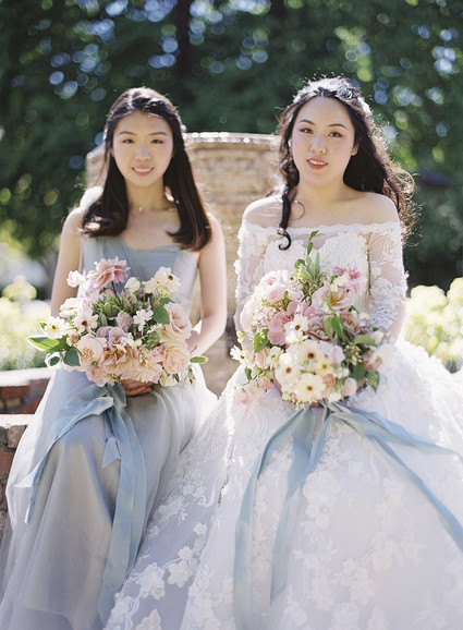Whimsical pink and blue music-inspired wedding at Allied Arts Guild in Menlo Park