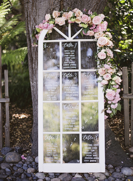 Whimsical pink and blue music-inspired wedding at Allied Arts Guild in Menlo Park