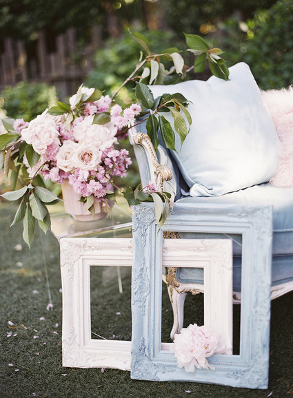 Whimsical pink and blue music-inspired wedding at Allied Arts Guild in Menlo Park