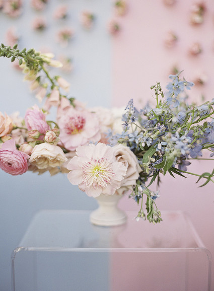Whimsical pink and blue music-inspired wedding at Allied Arts Guild in Menlo Park