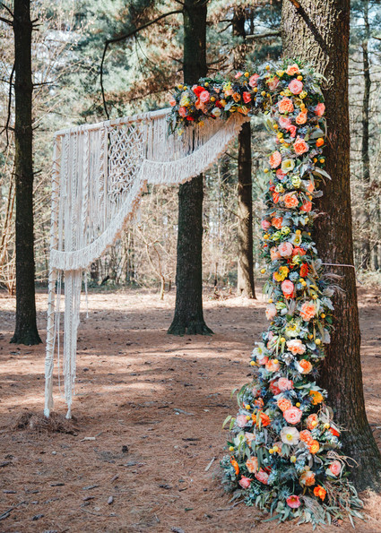 Whimsical woodland floral wedding inspiration with macrame details
