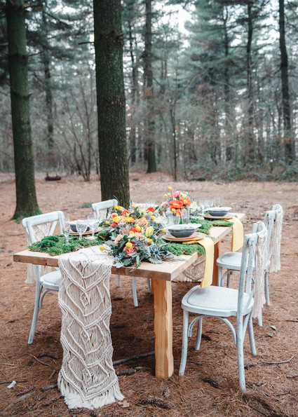 Whimsical woodland floral wedding inspiration with macrame details