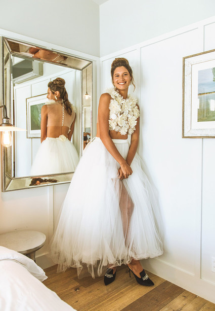 Surf inspired beach wedding in Montauk with the world's cutest dress