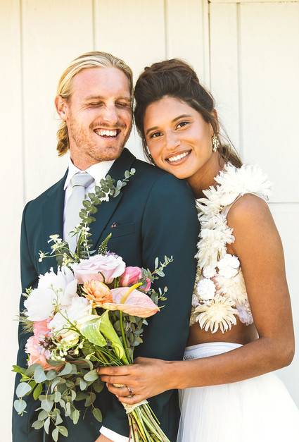 Surf inspired beach wedding in Montauk with the world's cutest dress