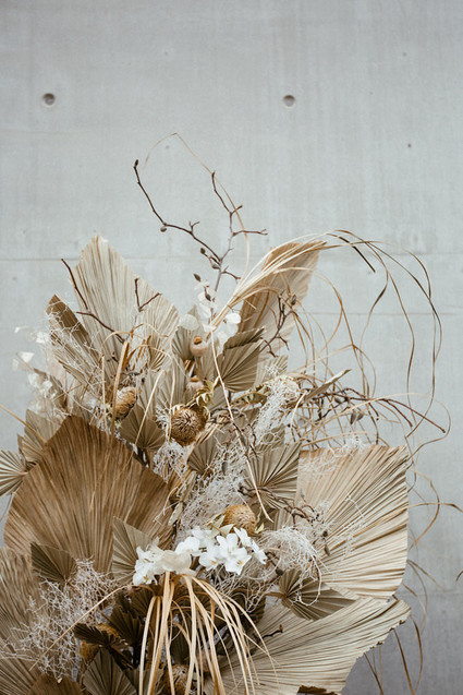 Modern french tropical wedding ideas with dried flowers