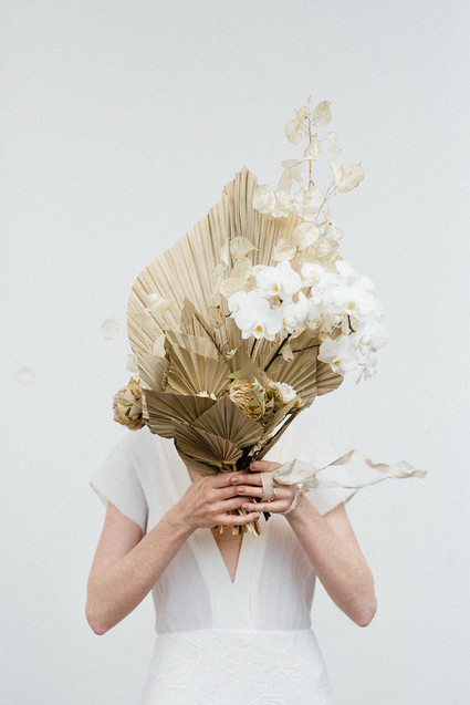 Modern french tropical wedding ideas with dried flowers