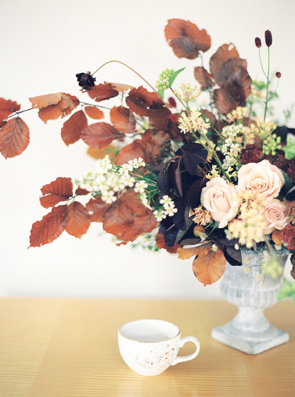 Autumnal Danish Hygge inspired wedding editorial with a gorgeous floral installation